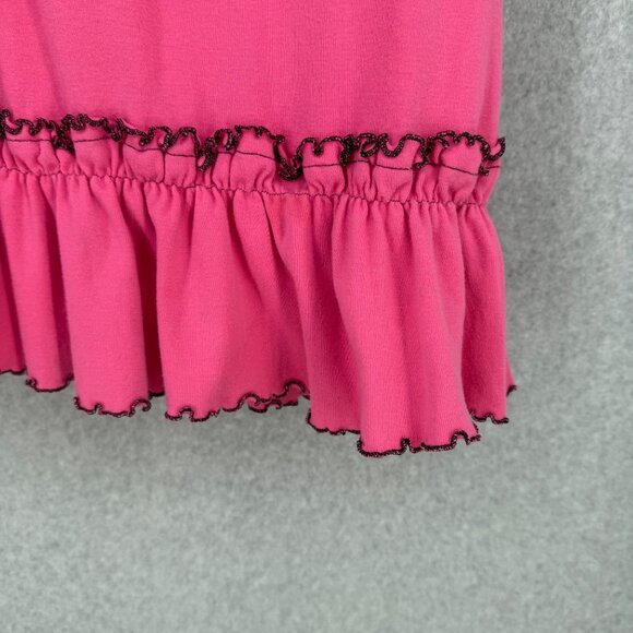 Betsey Johnson Ruffle Trim Slip Night Shirt Mini Dress Size M Pink Black Retro - Picture 2 of 10
